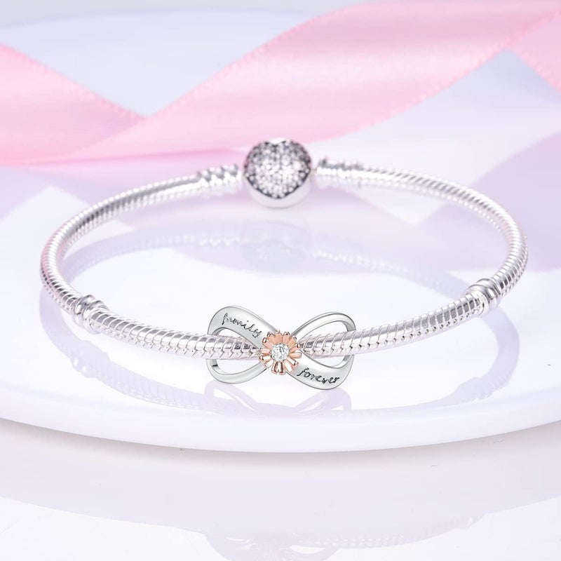 MULA 925 Sterling Silver Charms for Bracelets and Necklaces Lucky Home Happy Family Forever Love Mom Beads Dangle Pendants Jewelry for Women - Image 2